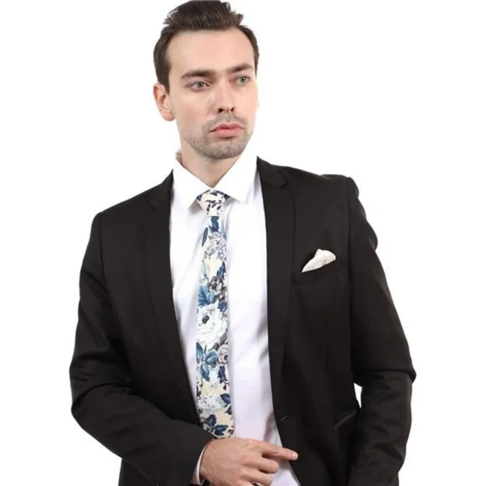 Men's Cotton Printed Floral Tie 2.56" 22 - Picture 3 of 3